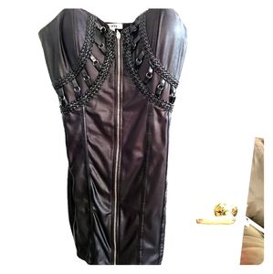 Black pleather chain detail bodycon